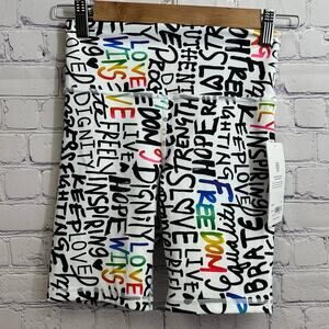 Athleta Pride Elation Train Shorts Graffiti Print Women's XS New Love Freedom
